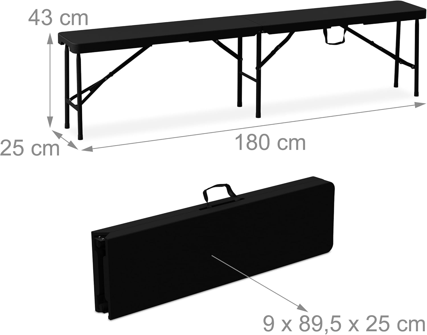 KIT TABLE + 2 BANCS PLIABLES DE 180CM