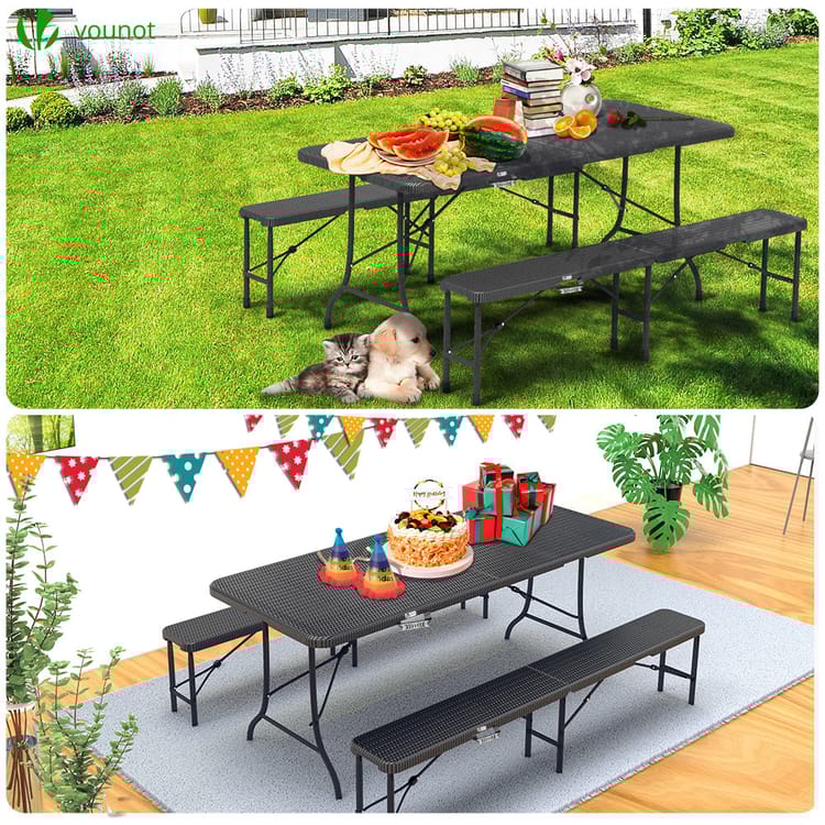 KIT TABLE + 2 BANCS PLIABLES DE 180CM