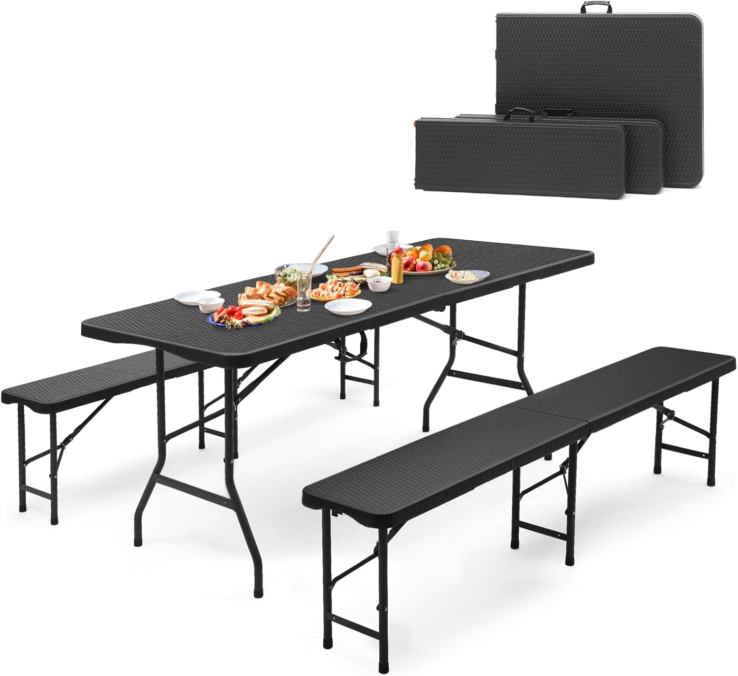 KIT TABLE + 2 BANCS PLIABLES DE 180CM